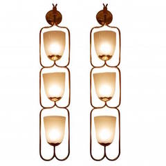Important Pair of Grand Scaled Wall Sconces by Osvaldo Borsani