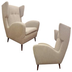 A Very Rare Pair of Winged Back Club Chairs by Gio Ponti