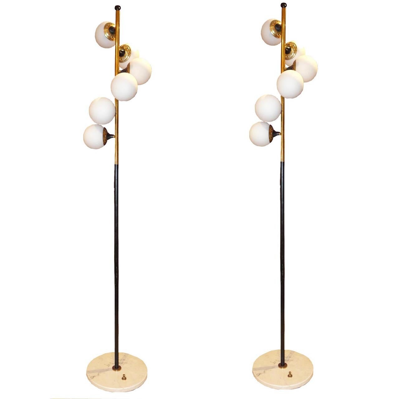 A Pair of Mid Century Floor Lamps by Stilnovo For Sale