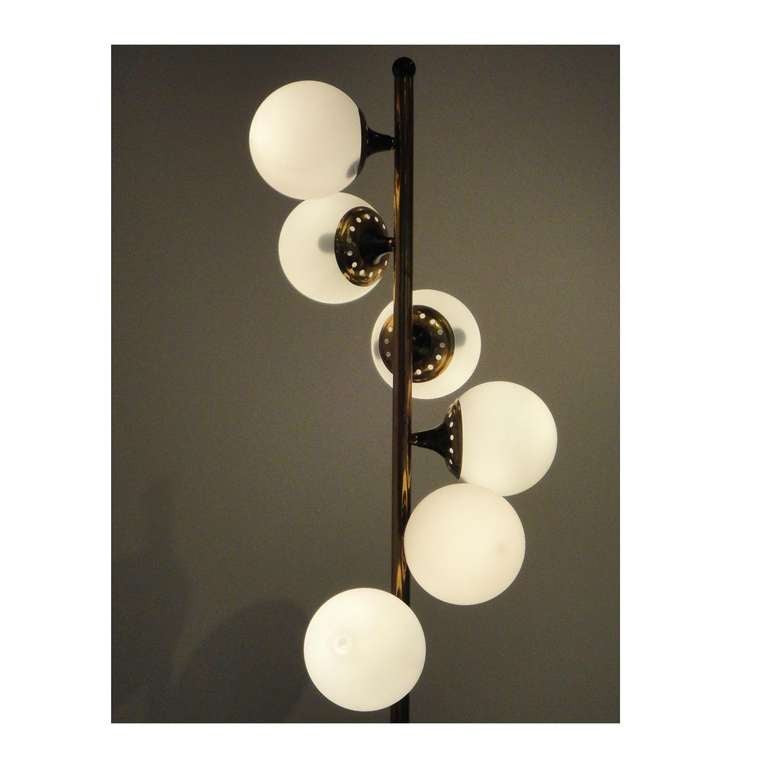 A Pair of Mid Century Floor Lamps by Stilnovo In Excellent Condition For Sale In New York, NY