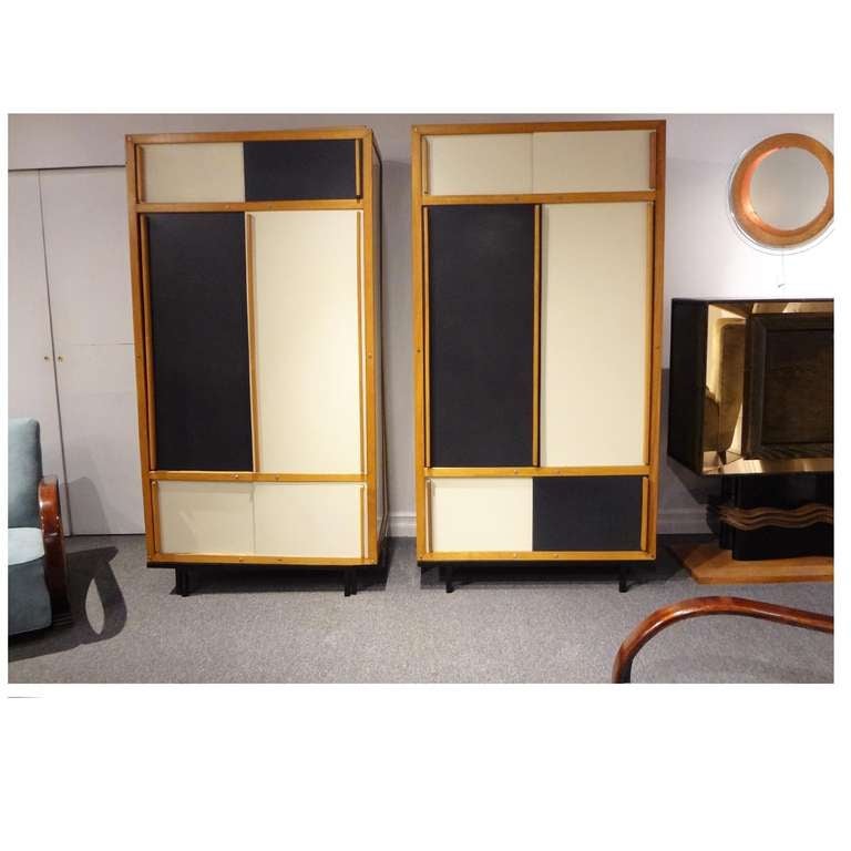 Mid-20th Century A Graphic Pair of Cabinets by Andre Sornay
