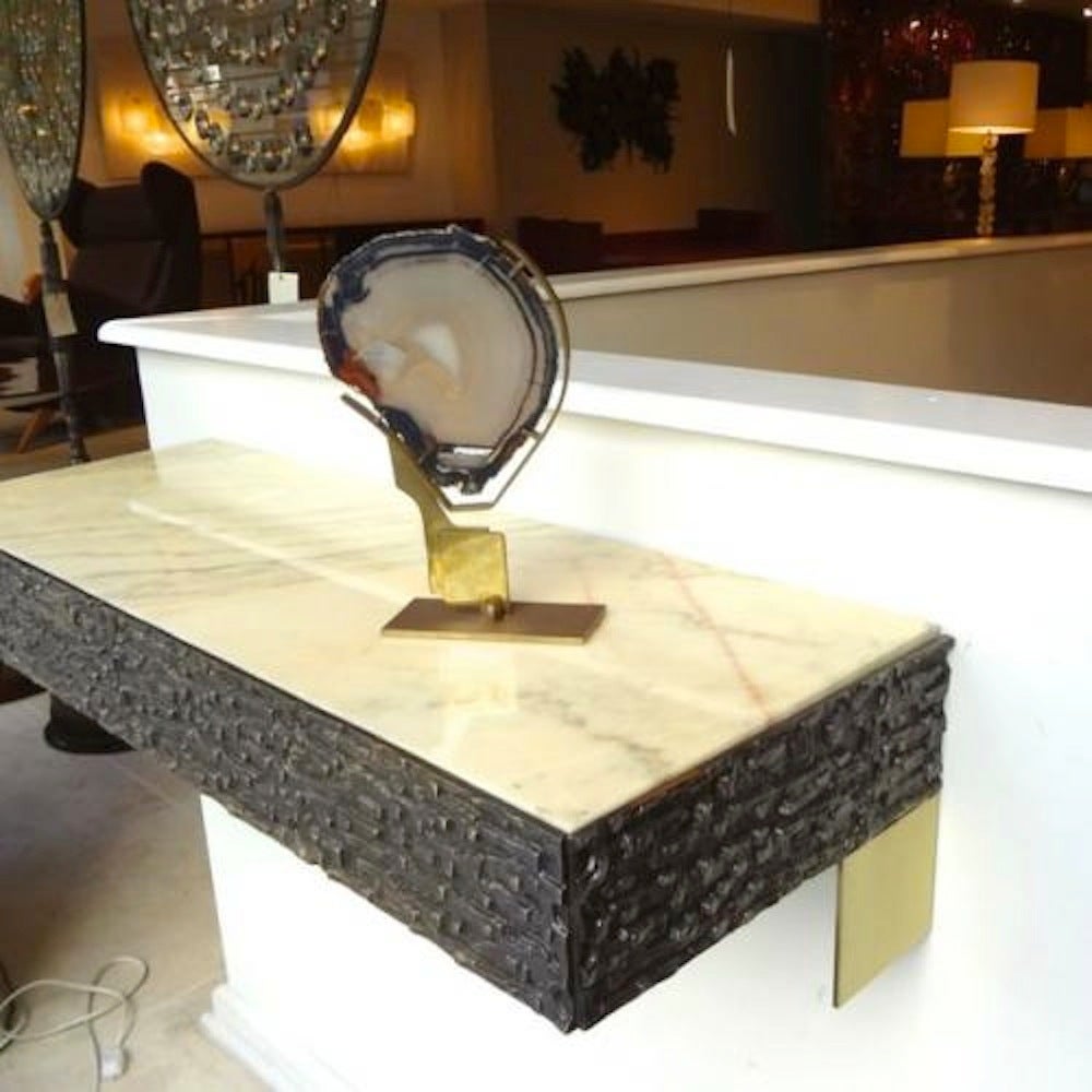 Mid-Century Modern Agate and Brass Table Sculpture in the Style of Willy Daro