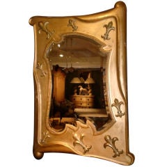 Large Gilt Mirror with Fleur de Lys Decoration
