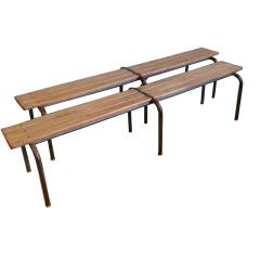 Pair of Metal and Wood Benches