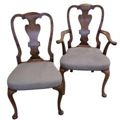 Set of 6 Burl Walnut Dining Chairs