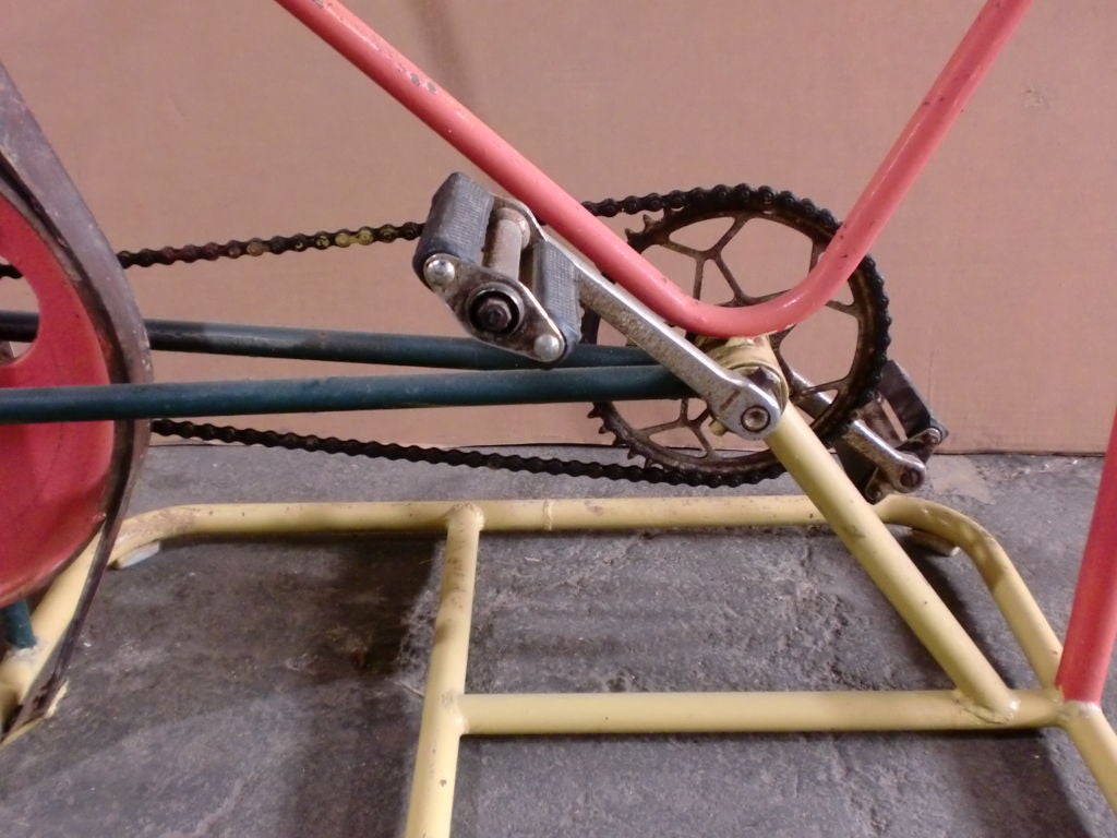 Painted old English exercise bike. Great color and detail a work of art. Located in dealers warehouse.
