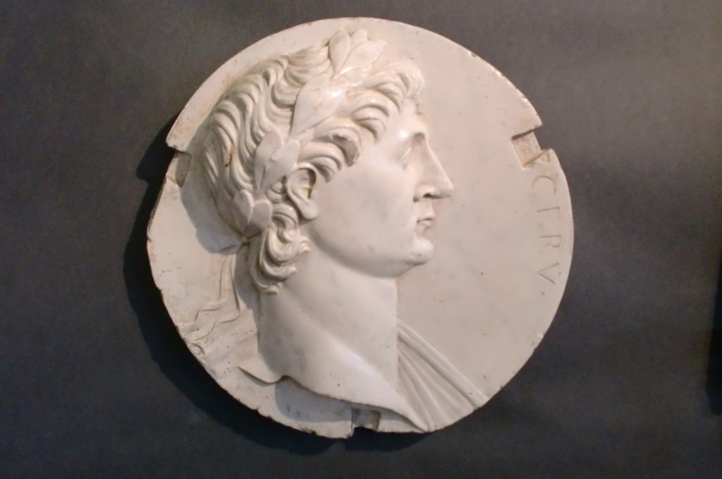 20th Century Roman Faced Plaster Medallion For Sale