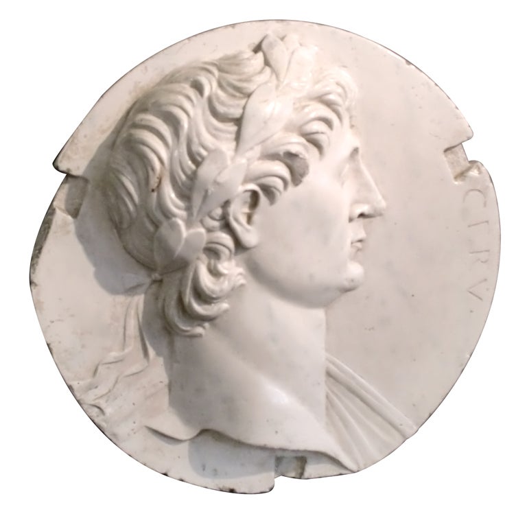 Roman Faced Plaster Medallion For Sale