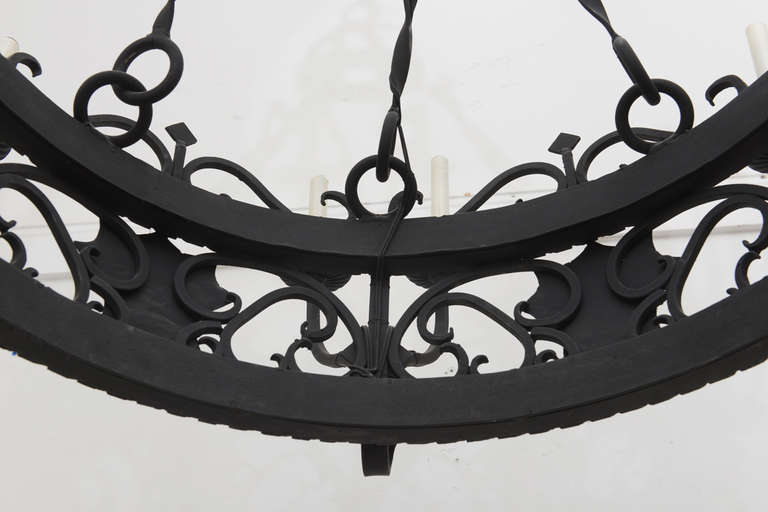 Pair of Large Iron Chandeliers For Sale 2