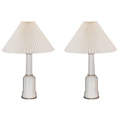 Antique Pair of Danish Bell Form Porcelain Lamps