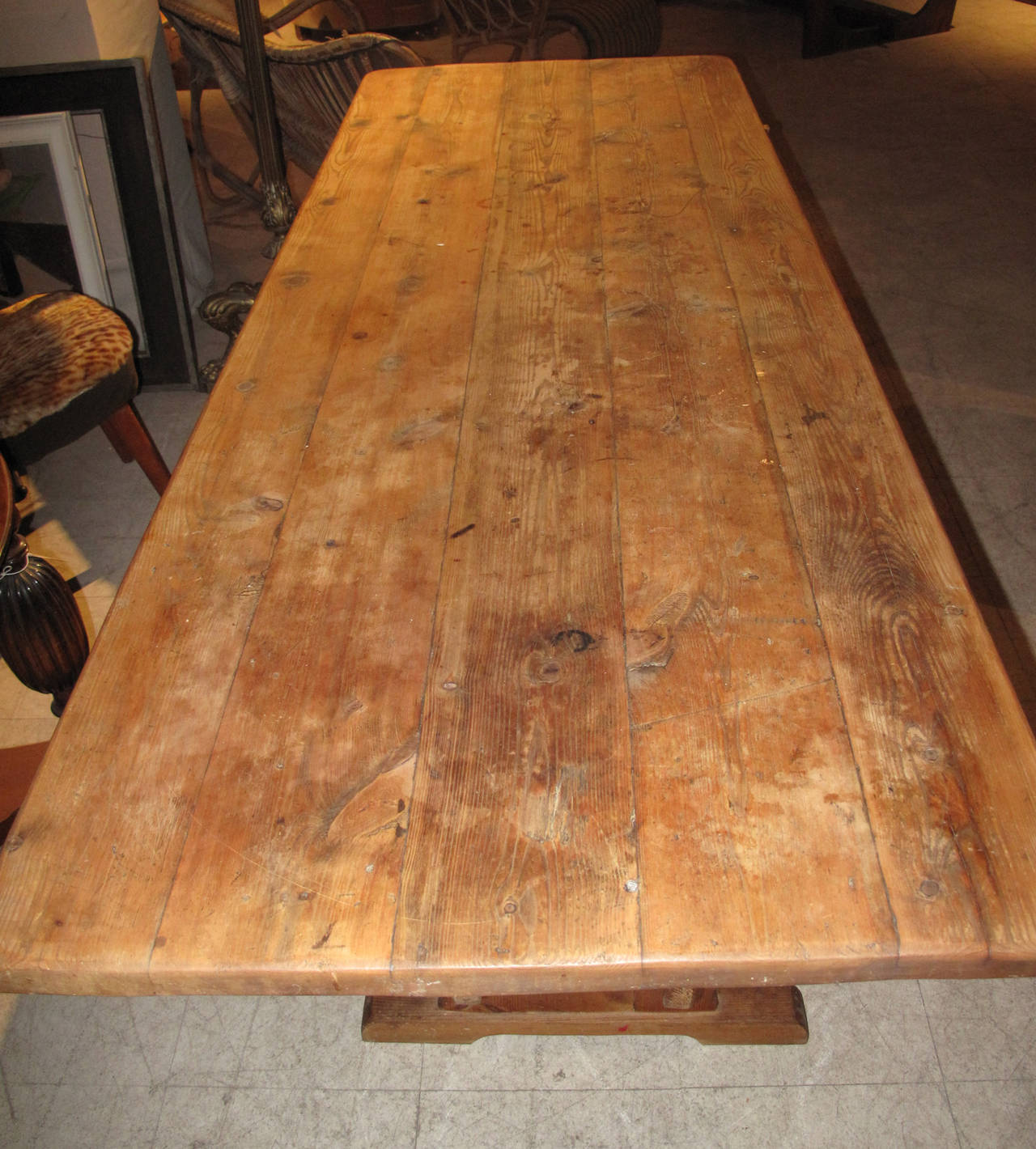 Carved Swedish 19th Century Pine Rustic Hall or Center Table