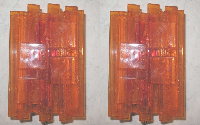 Pair of Acrylic Sconces by Danish Architect and Designer Claus Bolby.

Circa 1960s