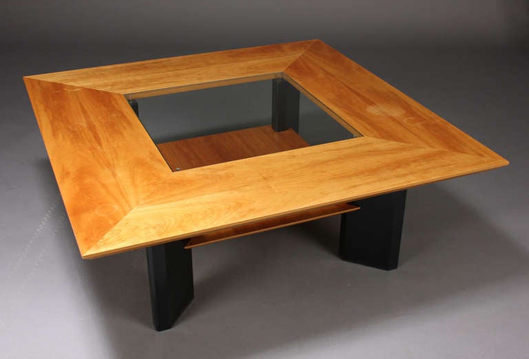 Danish Modern Cherry Wood Ebonized And Gl Coffee Table At Mid Century Modern Danish Cherry Wood Ebonized And Gl Coffee Table For