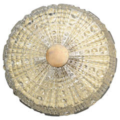 Orrefors of Sweden Flush Mount Pressed Glass Ceiling Light Fixture 10