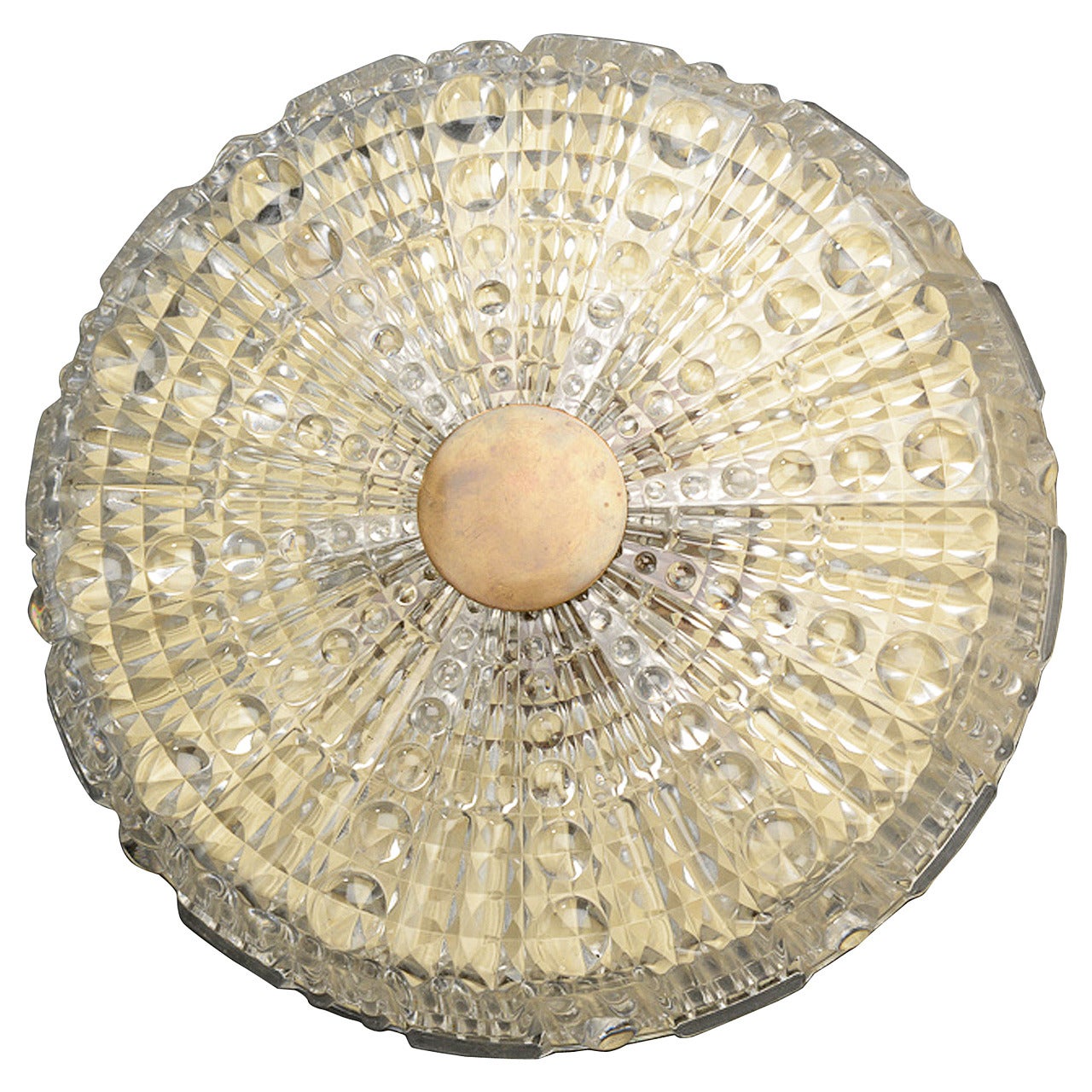 Orrefors of Sweden Flush Mount Pressed Glass Ceiling Light Fixture