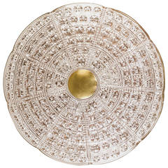 Orrefors Flush Mount Pressed Glass and Brass Ceiling Fixture