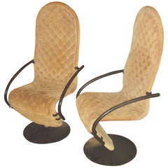 Pair of Verner Panton System 1-2-3 Lounge Chairs Upholstered in Suede 2