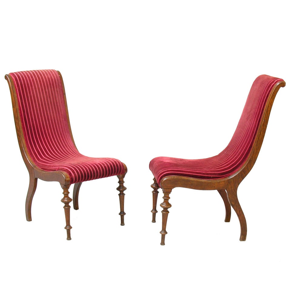 Pair of 19th Century Mahogany Slipper Chairs