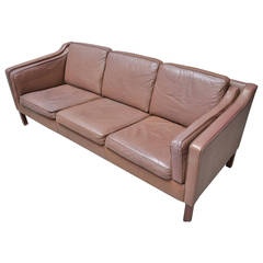 Danish 1960s Sofa Upholstered in Chocolate Colored Leather