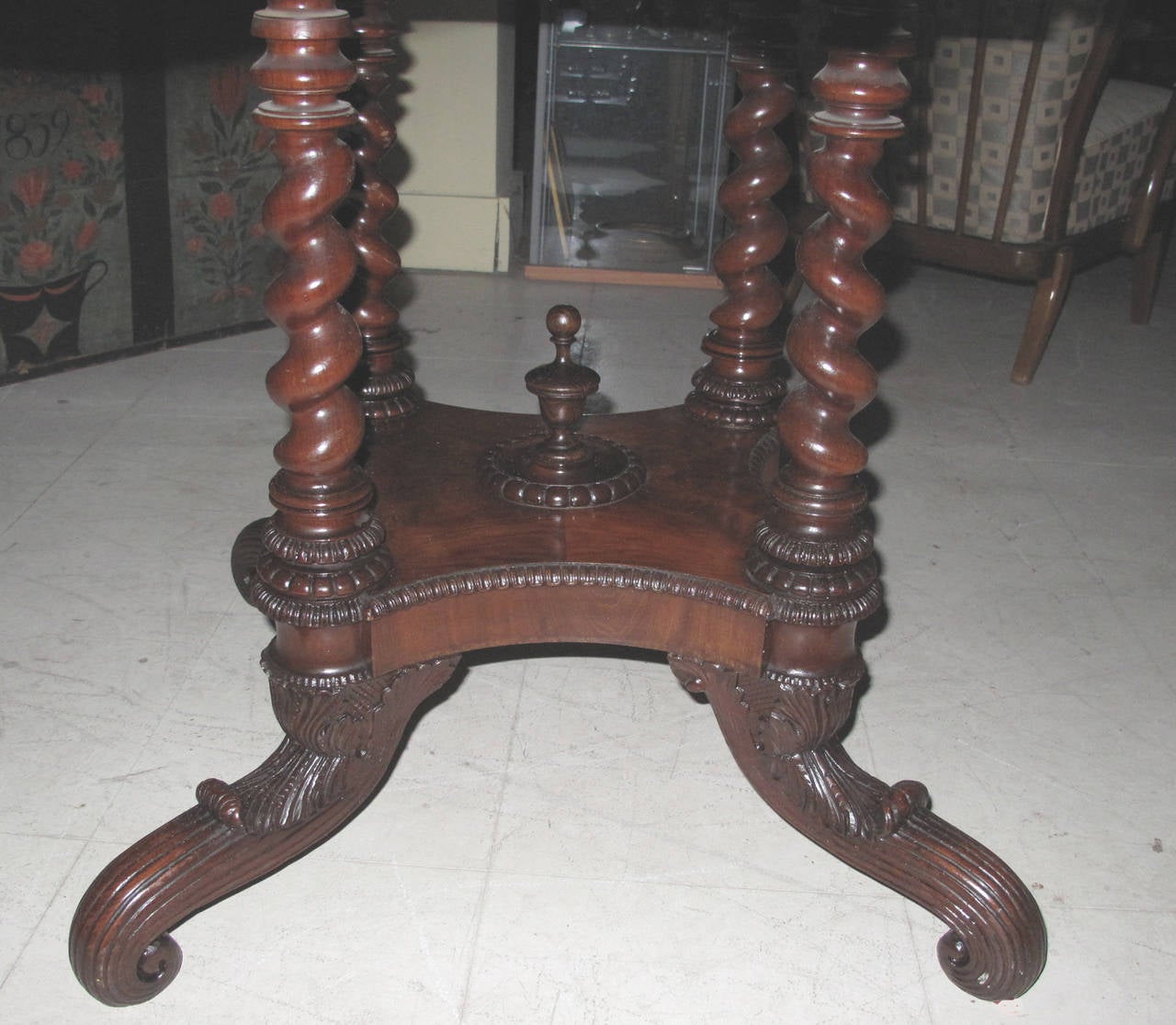 19th Century Danish Carved Mahogany Centre Table In Good Condition In Hudson, NY