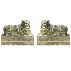 Pair of 17th C Stone Lions