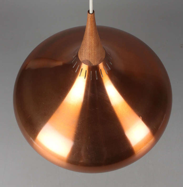 Mid-Century Modern Danish Copper Pendant Light Designed by Jo Hammerborg for Fog & Morup