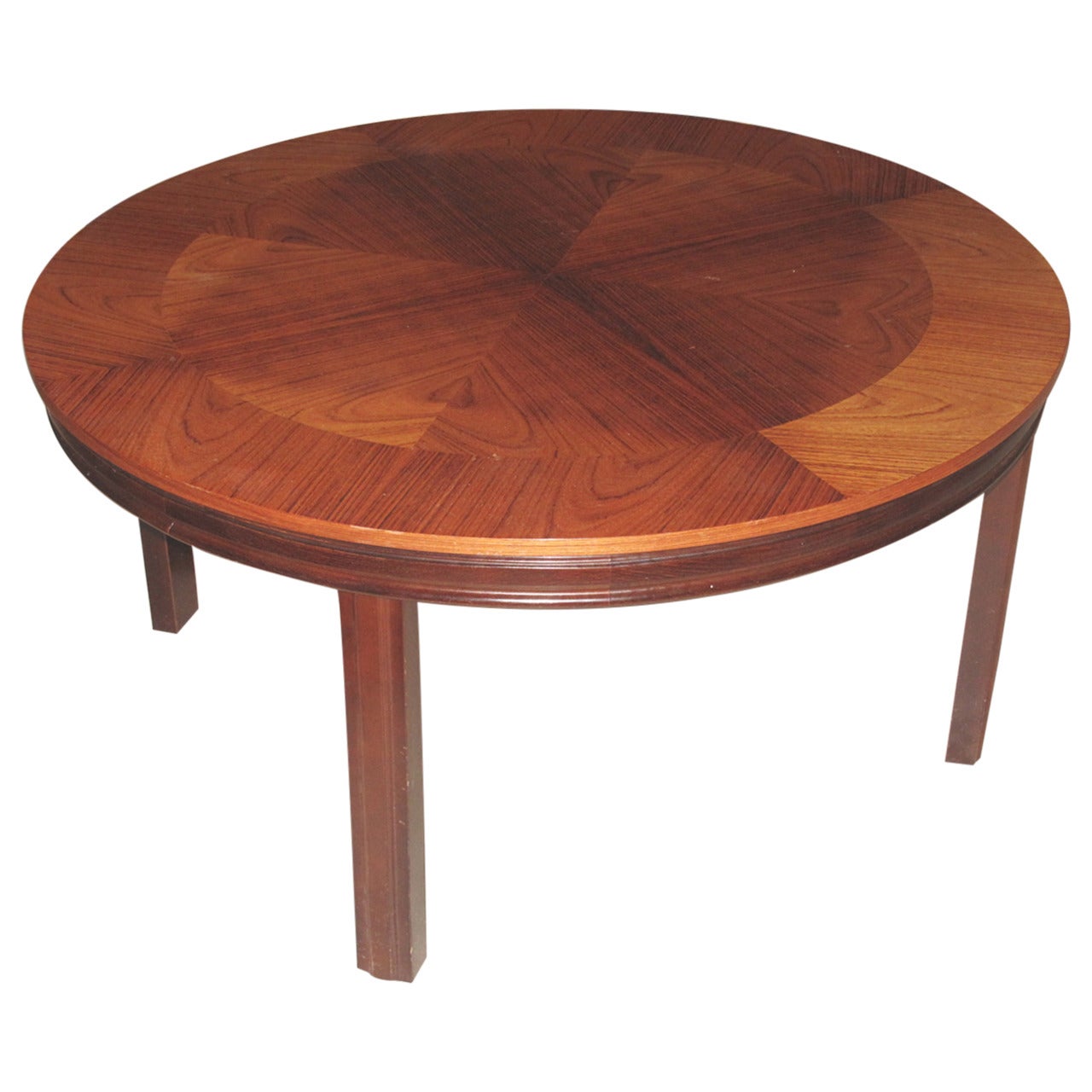 Danish Mahogany Circular Coffee or Low Table with Patterned Top