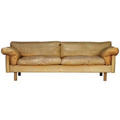 Two Seater Leather Upholstered Sofa by Danish Furniture Manufacturer Soren Lund