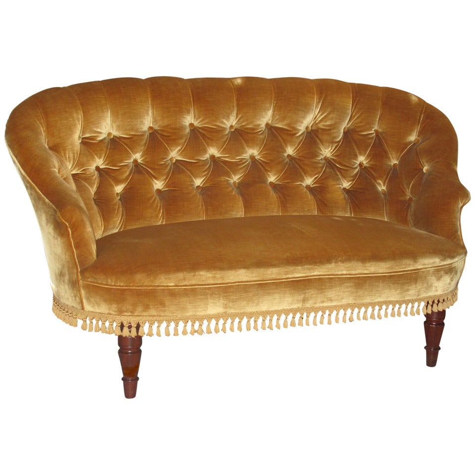 Danish Victorian Style Tufted Back Loveseat