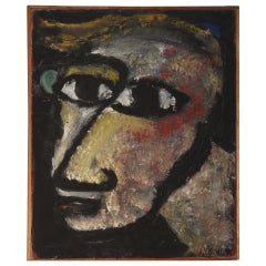 Painting of Portrait Head by Danish Artist Vibeke Albeck