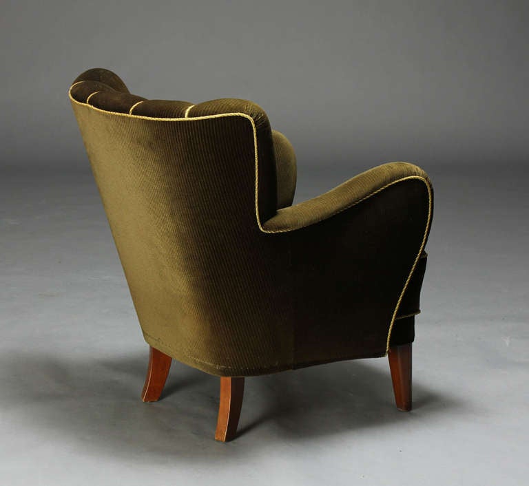 Danois Fauteuil danois tapiss des annes 1940