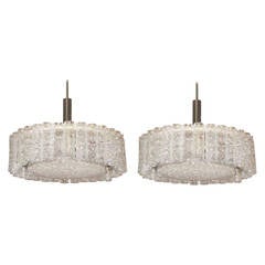 Pair of 1950s-1960s Textured Glass Light Fixtures