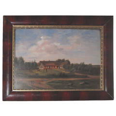 Small Early 19th Century Danish Framed Landscape Painting