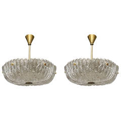 Pair of Small Orrefors "Embassy" Bowl Form Chandeliers