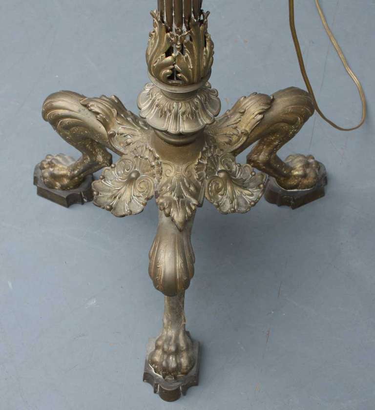 British 19th Century Cast Brass and Cut-Glass Floor Lamp For Sale