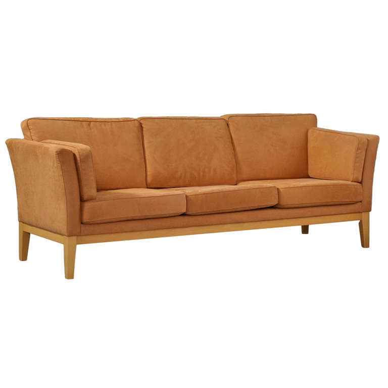 Danish Modern Sofa Upholstered in Ultra Suede