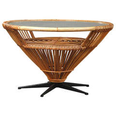 Danish 1950-1960s Cone Form Rattan Table