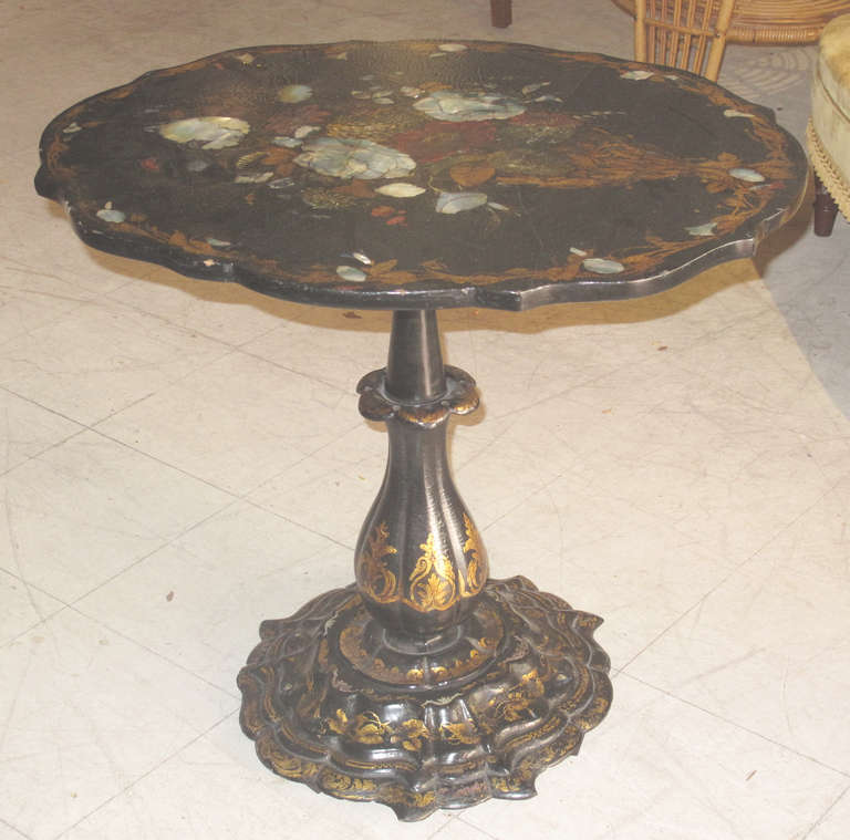19th Century TiltTop Japanned PapierMache Table For Sale at 1stDibs