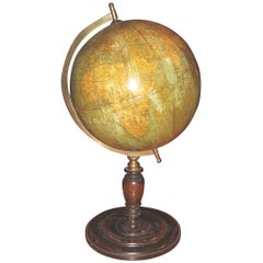 1920s Table-Top Globe on Turned Oak Base by George Philips of London