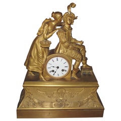 French Empire Ormolu Figural Mantel Clock