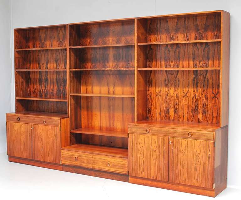 Mid-Century Modern Three-Part Rosewood Bookcase by Bertil Fridhagen For Sale