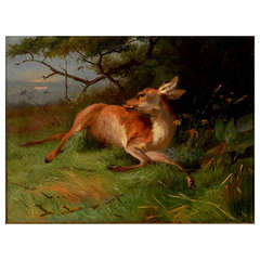 Danish Late 19th-Early 20th Century Painting of Deer
