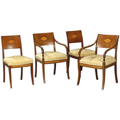 Set of Four 19th Century Neoclassical Inlaid Danish Dining Chairs