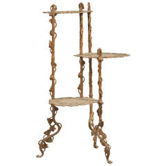 Victorian Three-Tiered Cast Brass Foliate Plant Stand