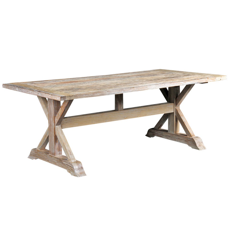 Danish Oak Farm Table with Cross-End Base