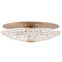 Pressed Glass and Brass Ceiling Light Fixture by Orrefors of Sweden 2