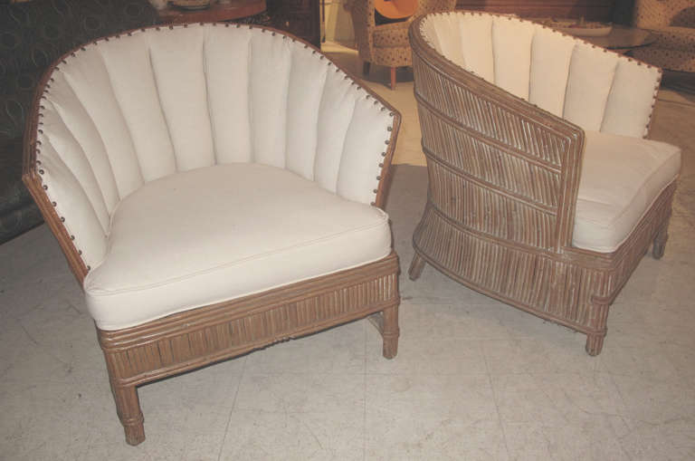 The Rattan Frames Upholstered in Close-Nailed Fluted Muslin