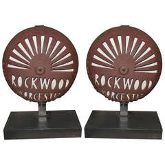 Pair of Vintage Cast Iron Fire Alarm Covers by the Rockwood Company