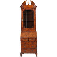 Queen Anne Bureau-Bookcase in Figured Walnut