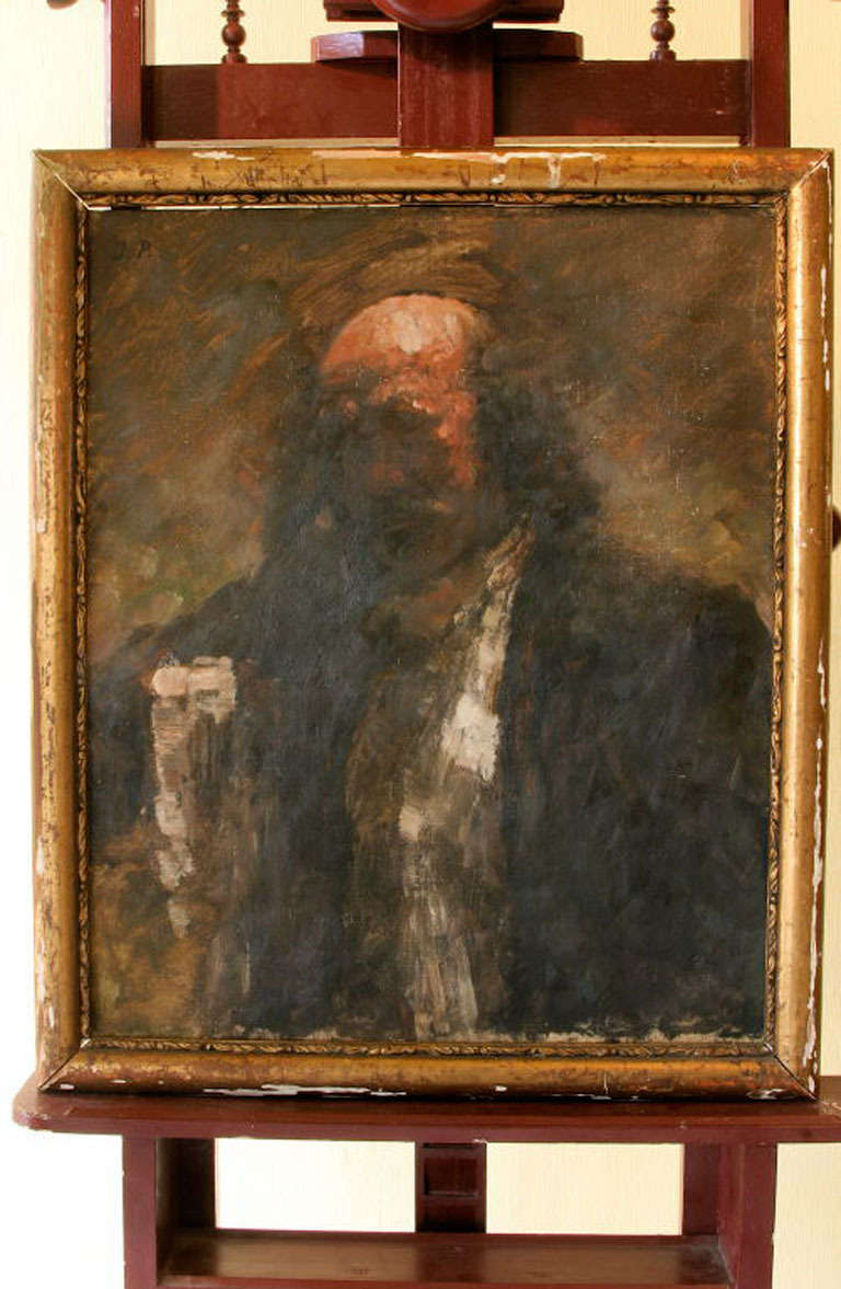 Portrait in oil done in a impressionistic style by Danish Painter Julius Paulsen.